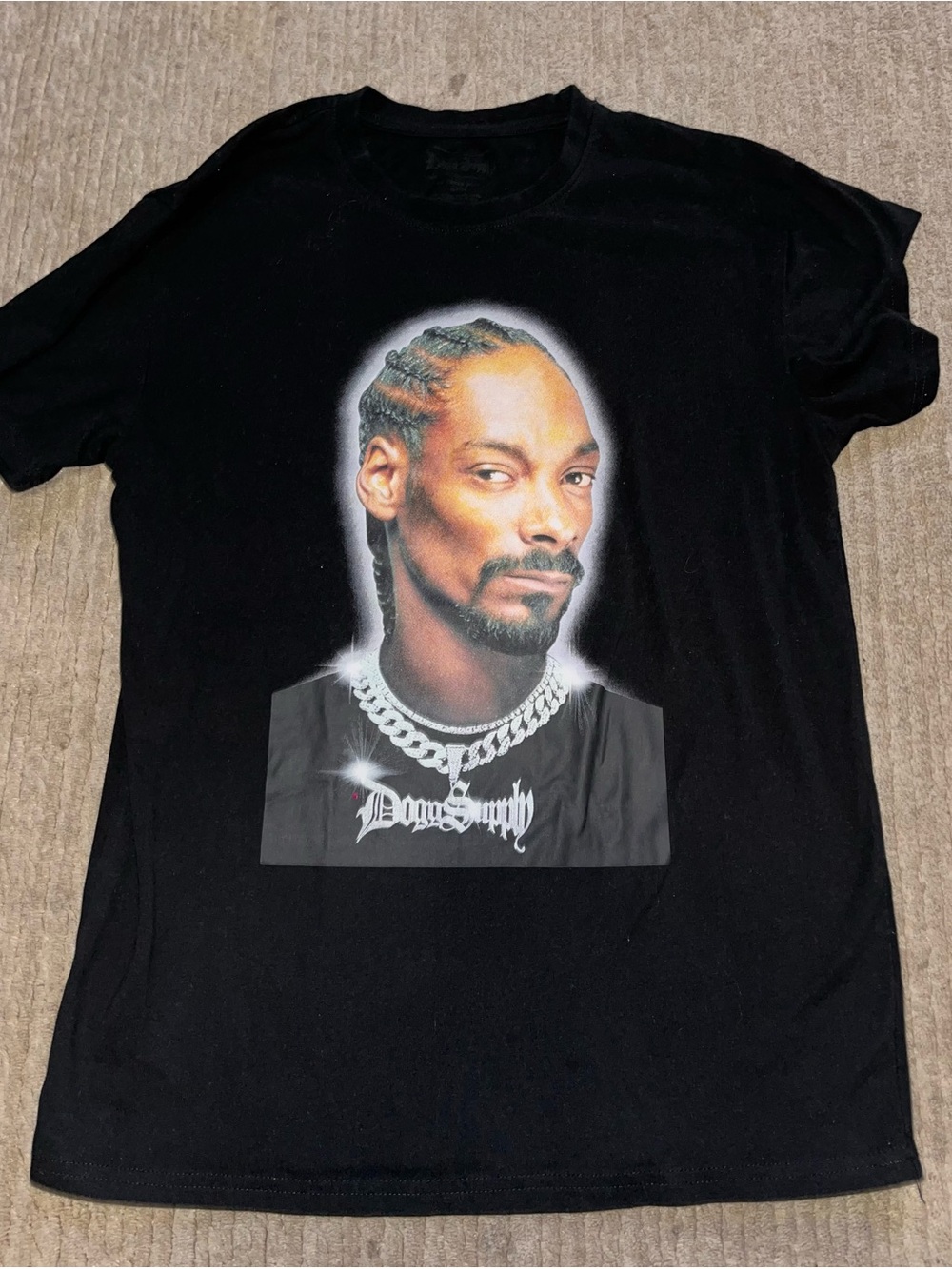 Black Graphic Snoop dog Crewneck T-Shirt - Icon Portrait Print